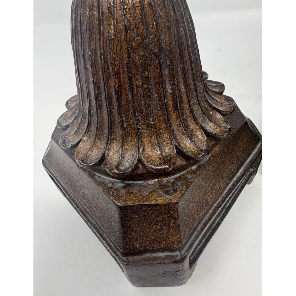 Tucson Style Pillar Faux Alabaster Finish Gold Brass Candleholders Set of 3 - Picture 9 of 11